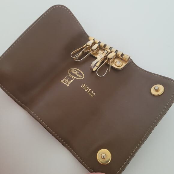 Borbonese Quail Key Case Holder Brown Geniue Suede Leather 4x2 Small Italian - Picture 3 of 8